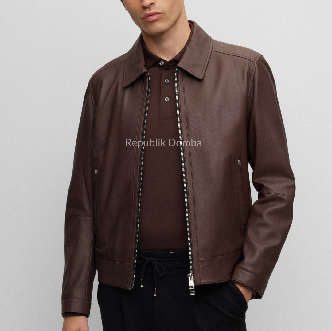 Jaket Kulit Domba Pria Formal Premium | PF 435 - Tampak Belakang