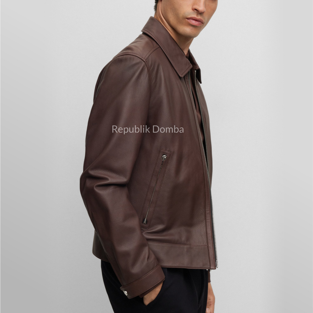 Jaket Kulit Domba Pria Formal Premium | PF 435 - Detail Bahan Kulit Domba