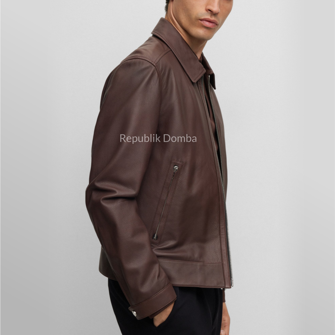 Jaket Kulit Domba Pria Formal Premium | PF 435 - Detail Bahan Kulit Domba