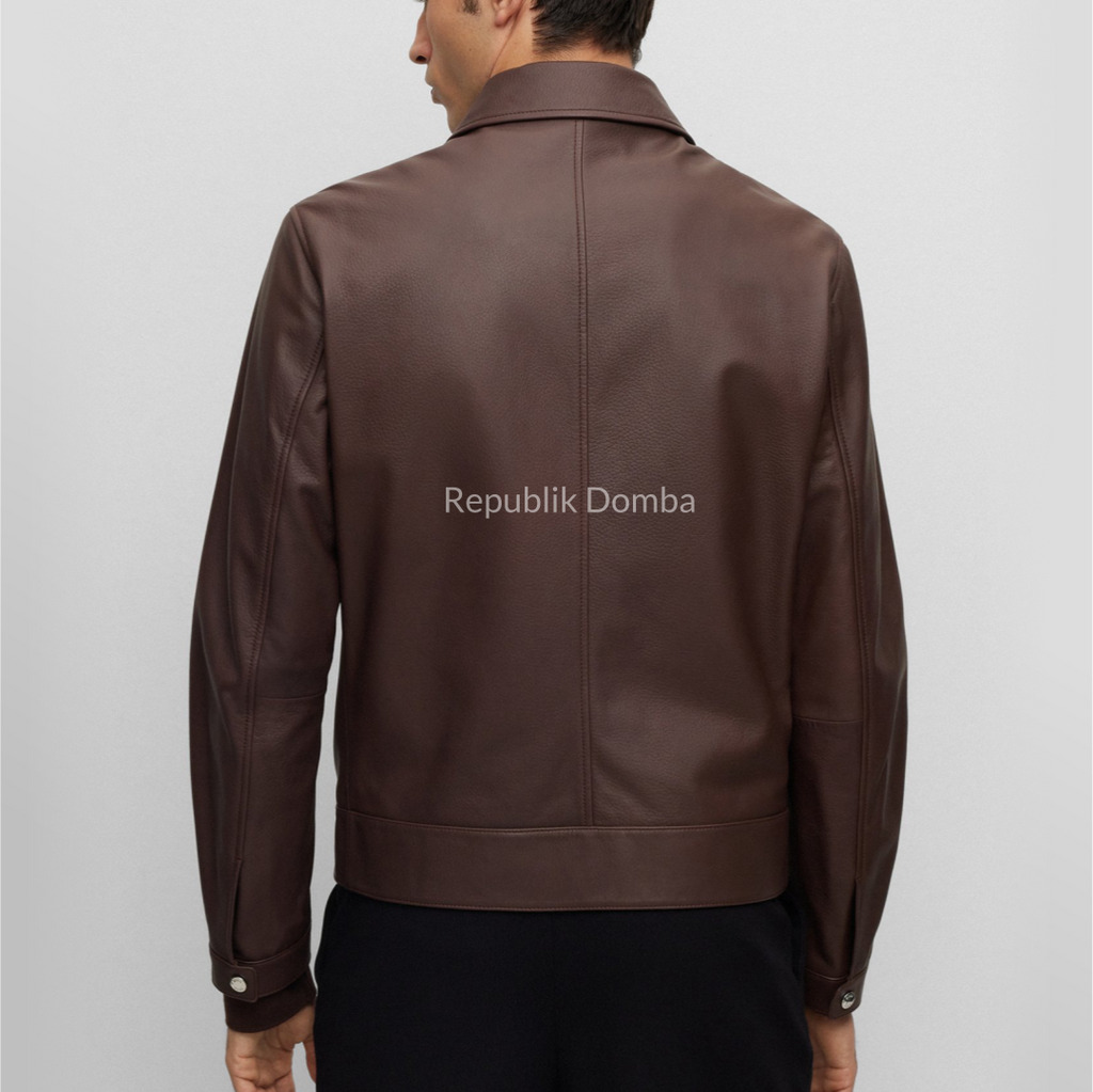 Jaket Kulit Domba Pria Formal Premium | PF 435 - Detail Hardware dan Jahitan