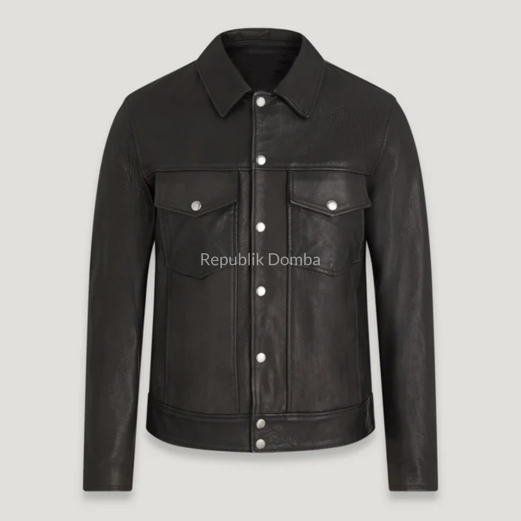 Jaket Kulit Domba Pria Formal Premium | PF 437 - Tampak Depan