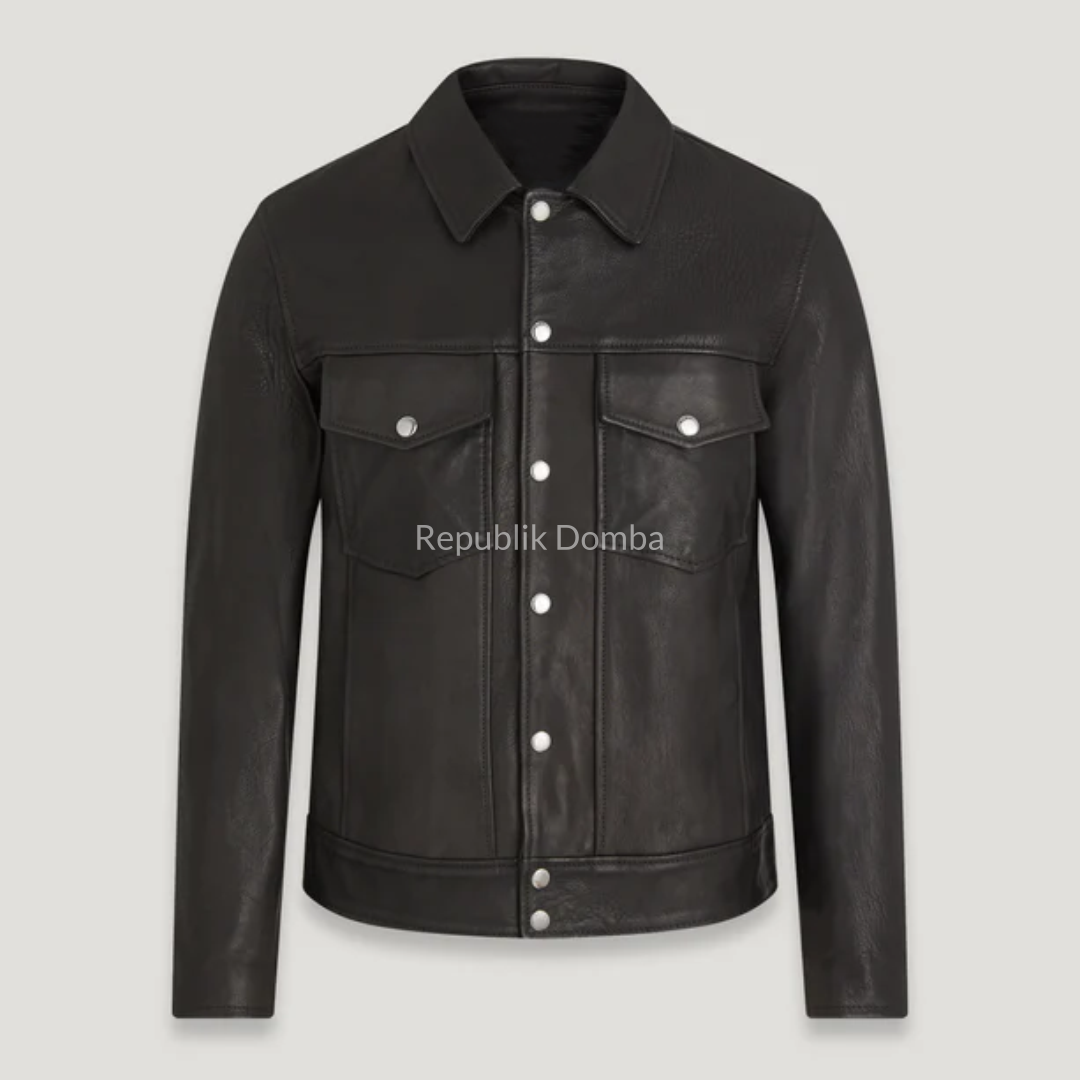 Jaket Kulit Domba Pria Formal Premium | PF 437 - Tampak Depan