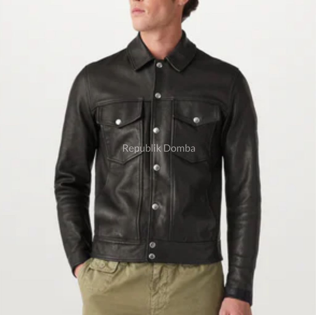 Jaket Kulit Domba Pria Formal Premium | PF 437 - Tampak Samping