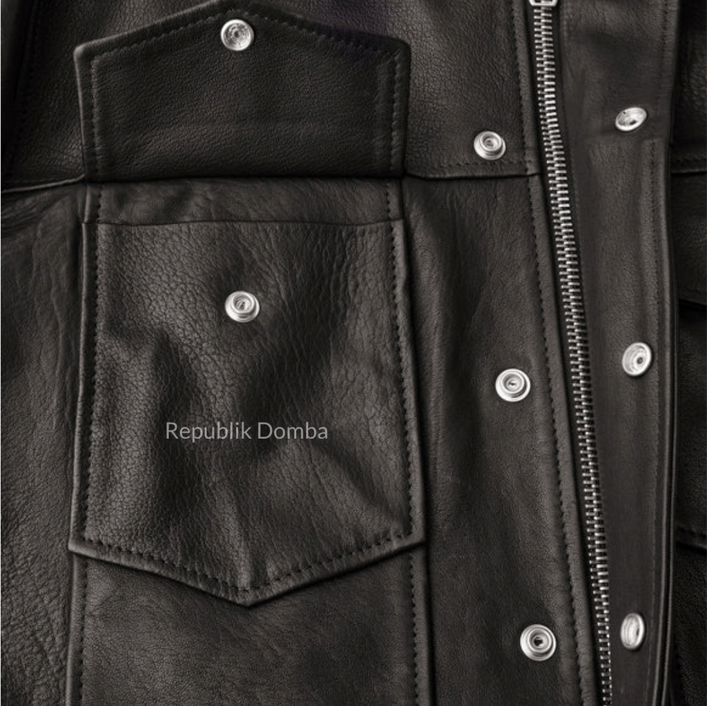 Jaket Kulit Domba Pria Formal Premium | PF 437 - Detail Bahan Kulit Domba