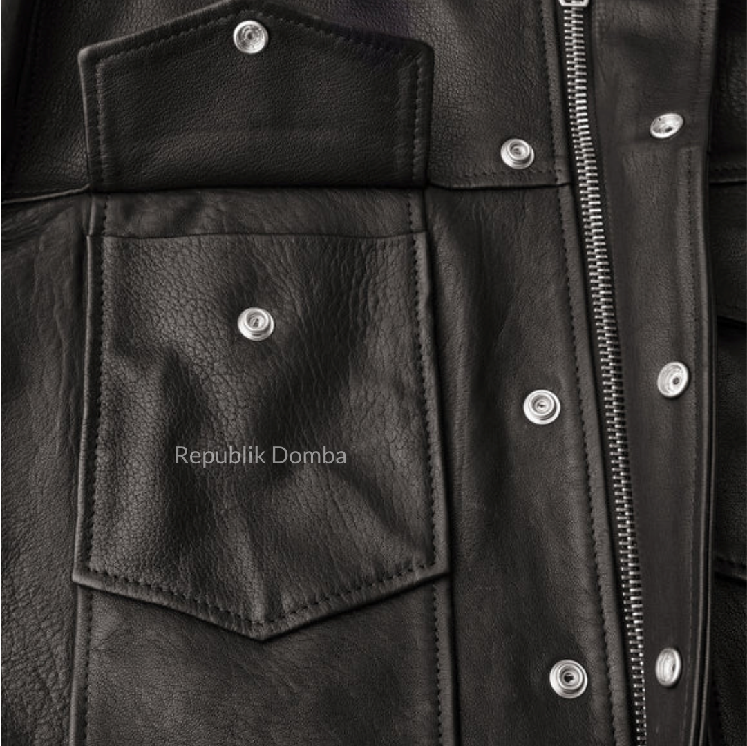 Jaket Kulit Domba Pria Formal Premium | PF 437 - Detail Bahan Kulit Domba
