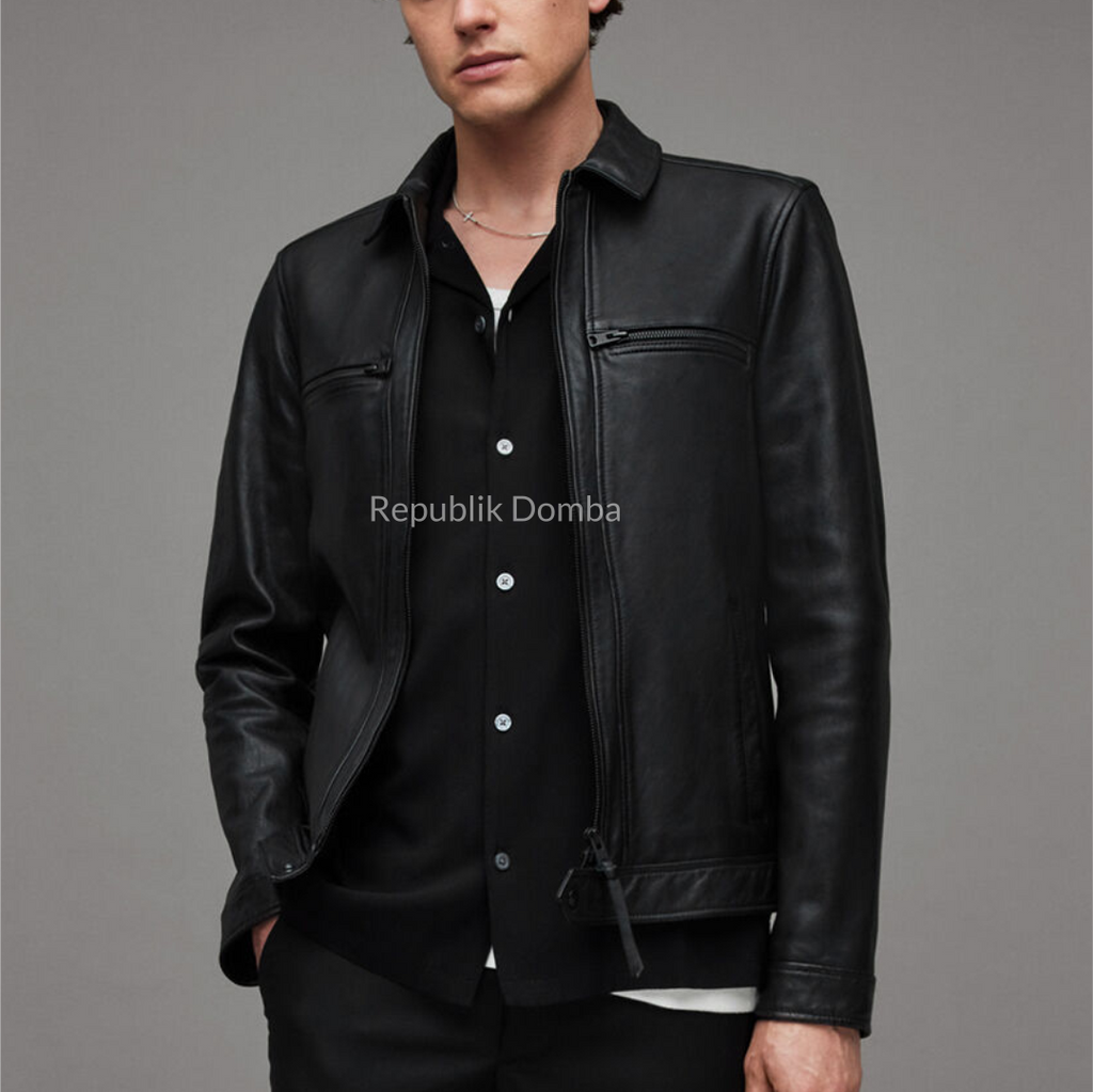 Jaket Kulit Domba Pria Formal Premium | PF 439 - Tampak Samping