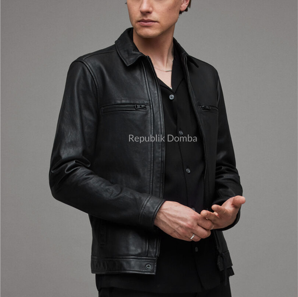 Jaket Kulit Domba Pria Formal Premium | PF 439 - Detail Bahan Kulit Domba