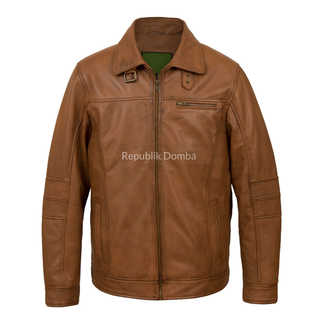 Jaket Kulit Domba Pria Formal Premium | PF 442 - Tampak Depan