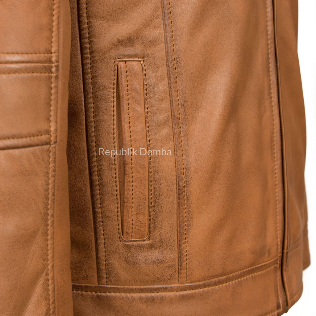 Jaket Kulit Domba Pria Formal Premium | PF 442 - Tampak Samping