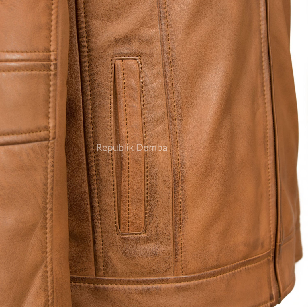 Jaket Kulit Domba Pria Formal Premium | PF 442 - Tampak Samping