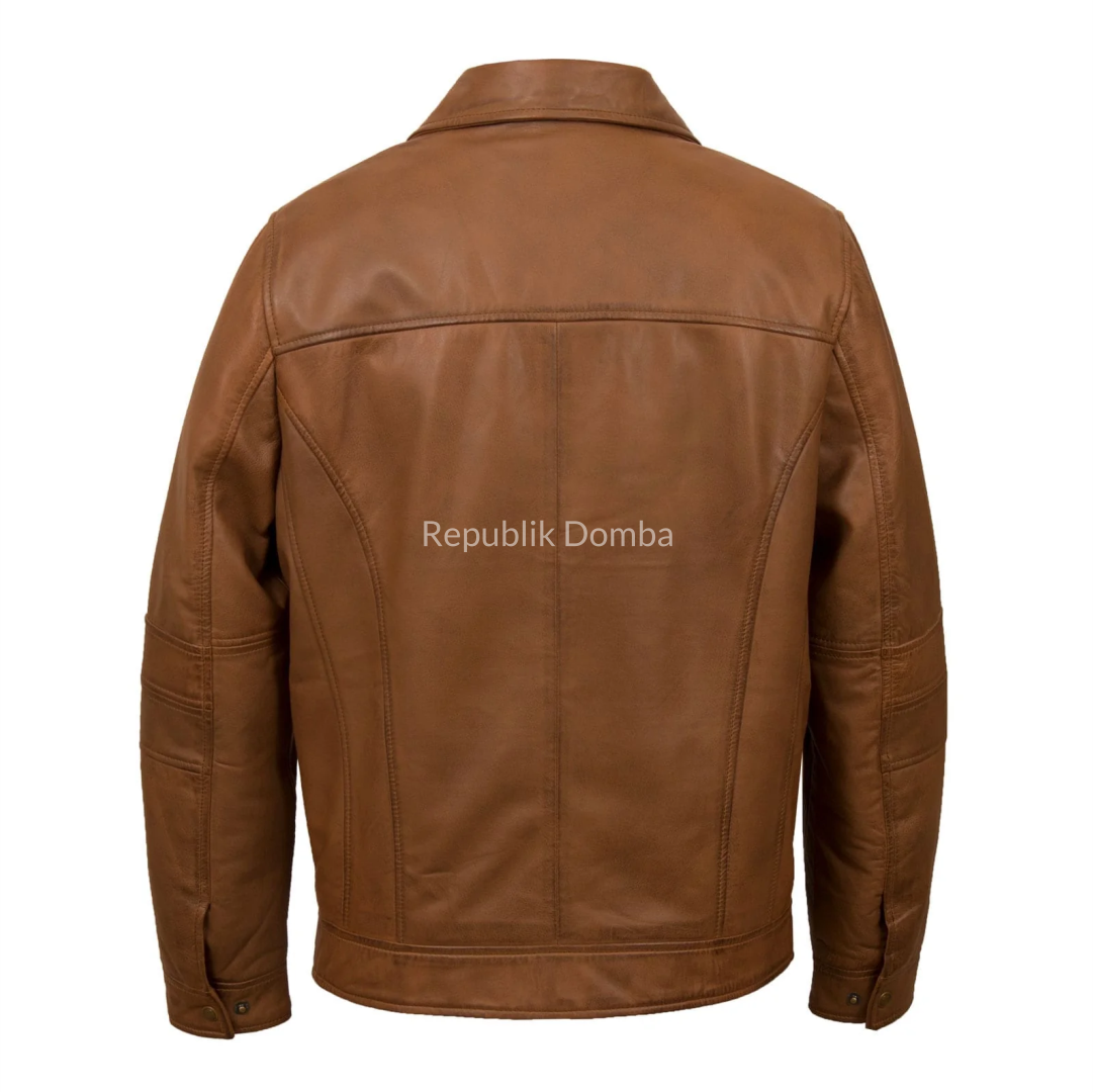Jaket Kulit Domba Pria Formal Premium | PF 442 - Tampak Belakang