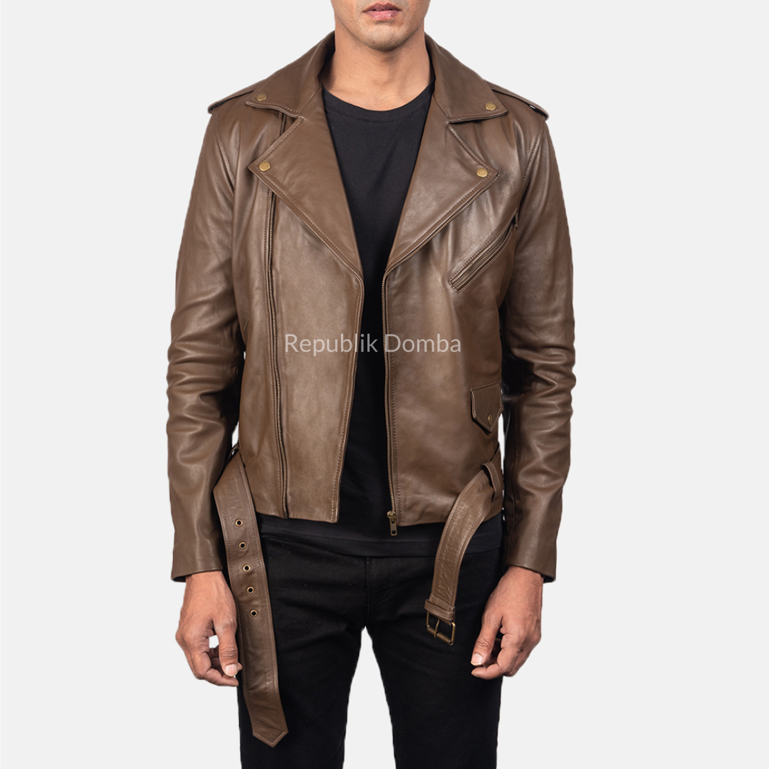 Jaket Kulit Pria Serong - PS 403 - Tampak Belakang