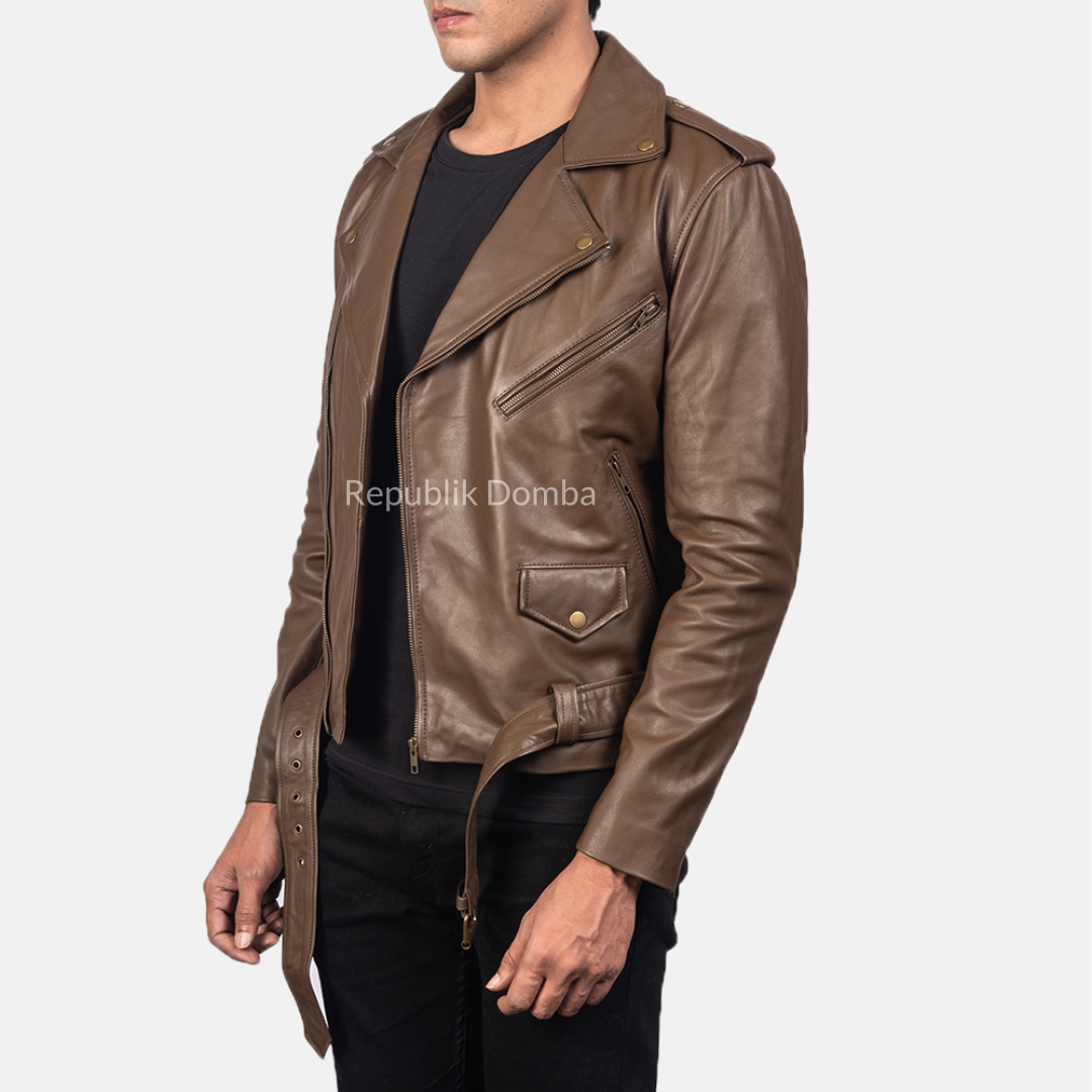 Jaket Kulit Pria Serong - PS 403 - Detail Bahan Kulit Domba
