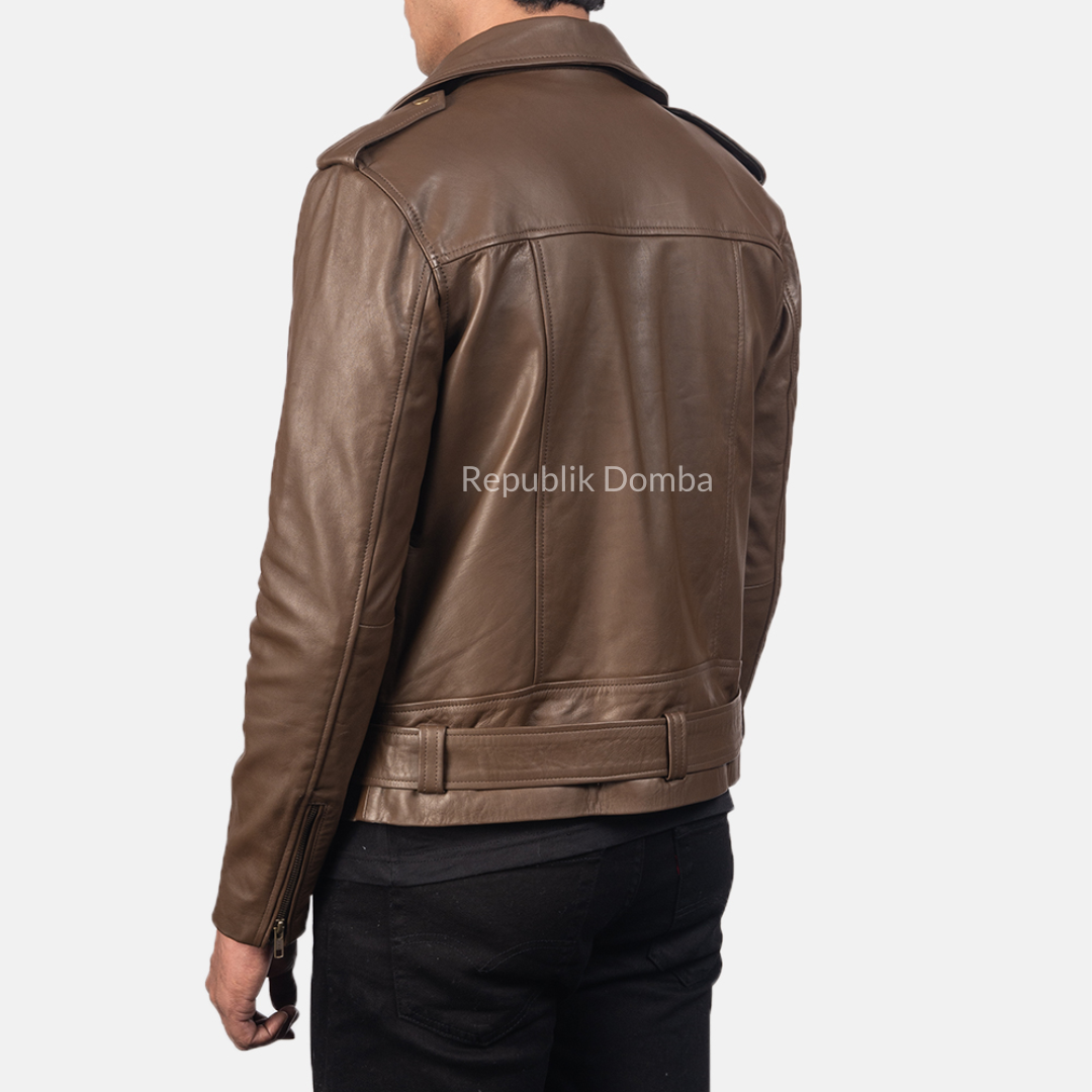 Jaket Kulit Pria Serong - PS 403 - Detail Hardware dan Jahitan