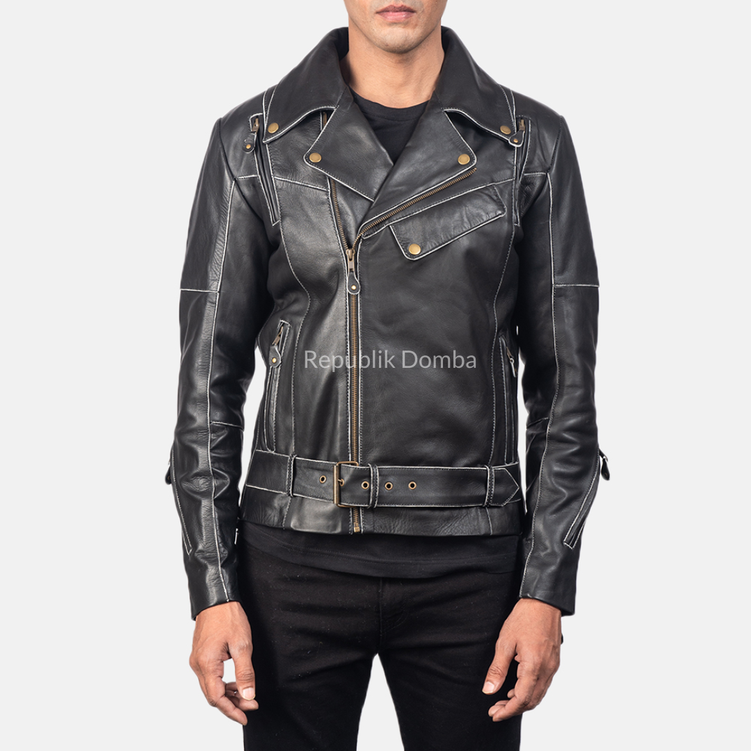 Jaket Kulit Pria Serong - PS 405 - Tampak Depan
