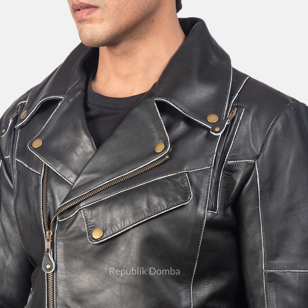 Jaket Kulit Pria Serong - PS 405 - Tampak Samping