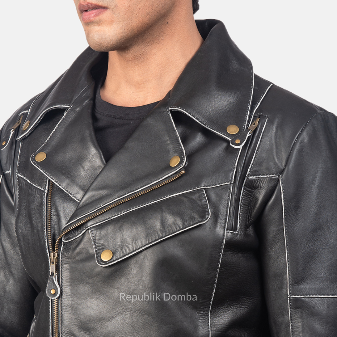 Jaket Kulit Pria Serong - PS 405 - Tampak Samping