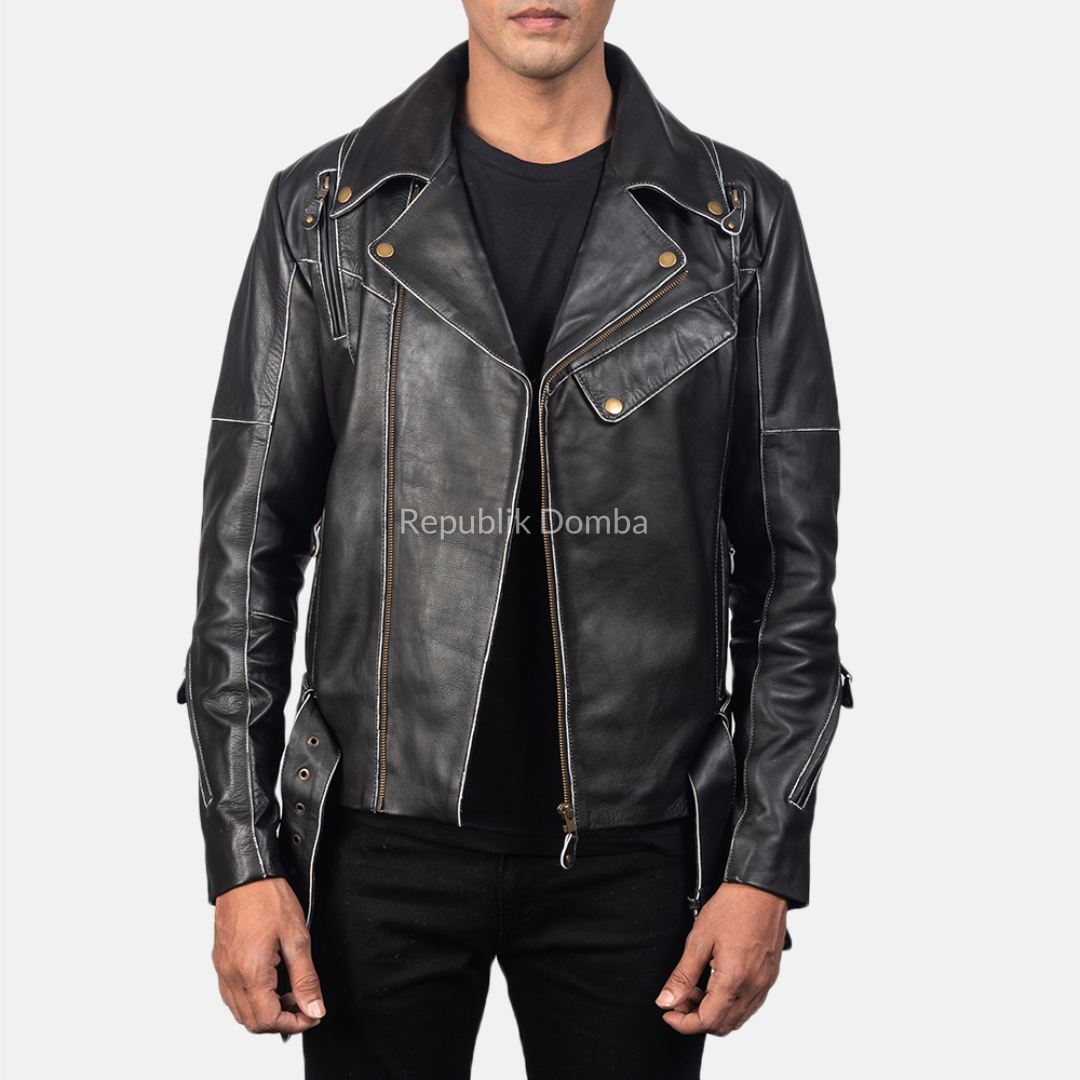 Jaket Kulit Pria Serong - PS 405 - Tampak Belakang
