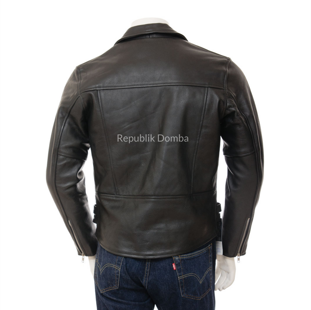 Jaket Kulit Pria Serong - PS 424 - Detail Bahan Kulit Domba