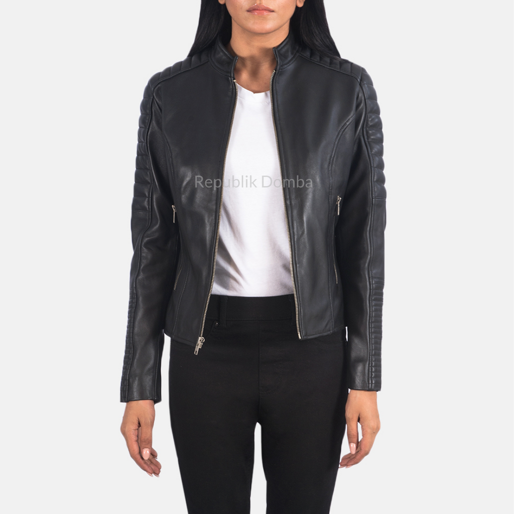 Jaket Kulit Wanita Biker - WB 401 - Detail Bahan Kulit Domba