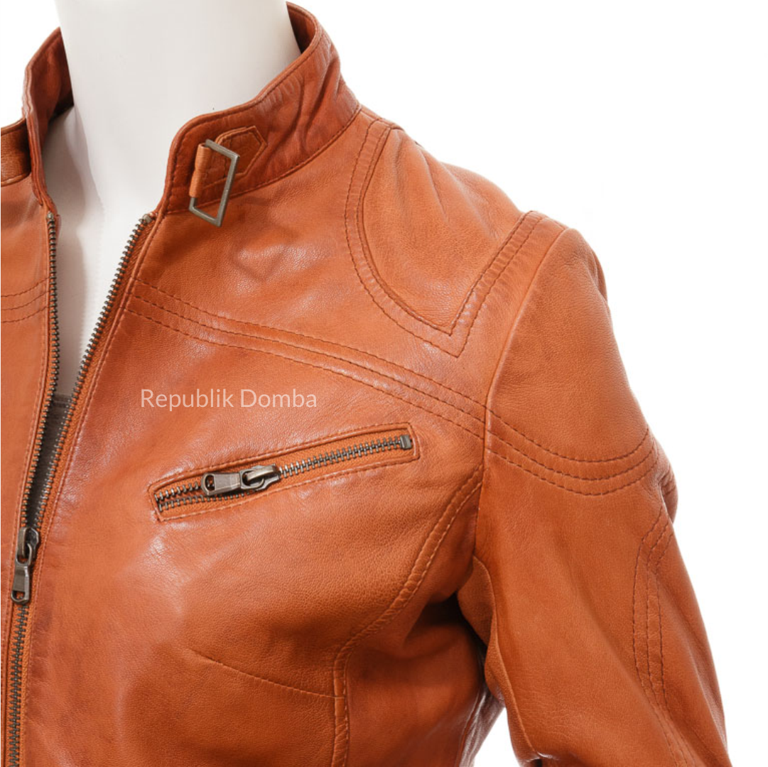 Jaket Kulit Wanita Biker - WB 409 - Tampak Samping