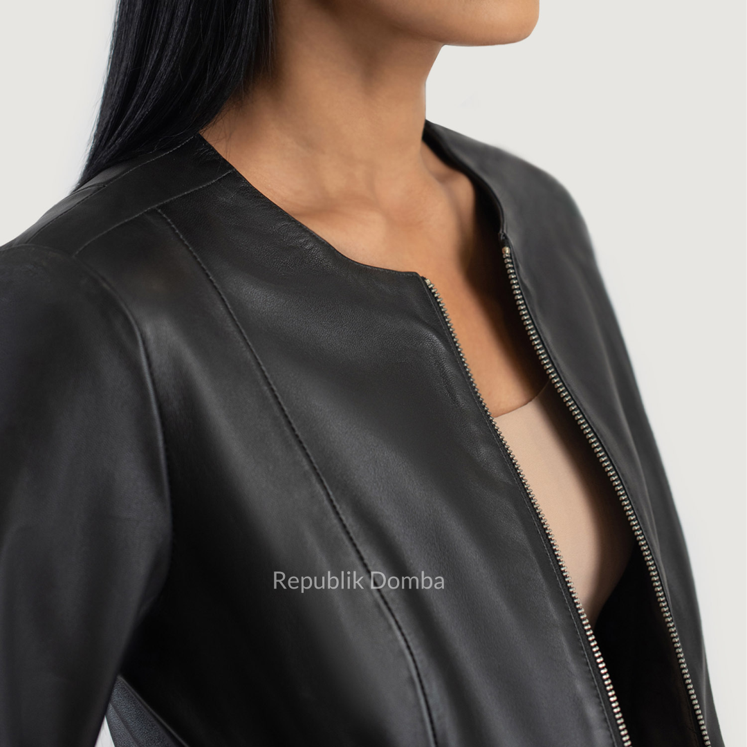 Jaket Kulit Wanita Casual - WC 401 - Detail Bahan Kulit Domba