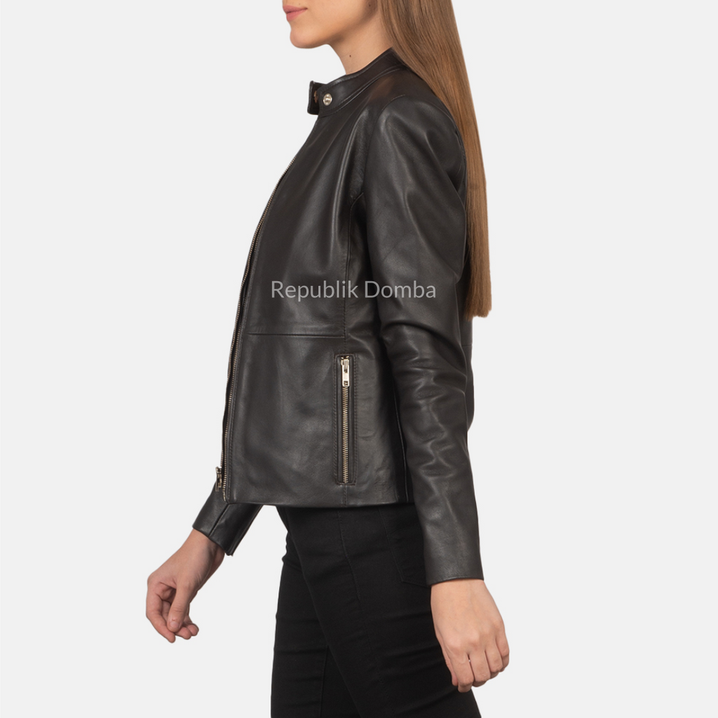 Jaket Kulit Wanita Casual - WC 404 - Detail Bahan Kulit Domba