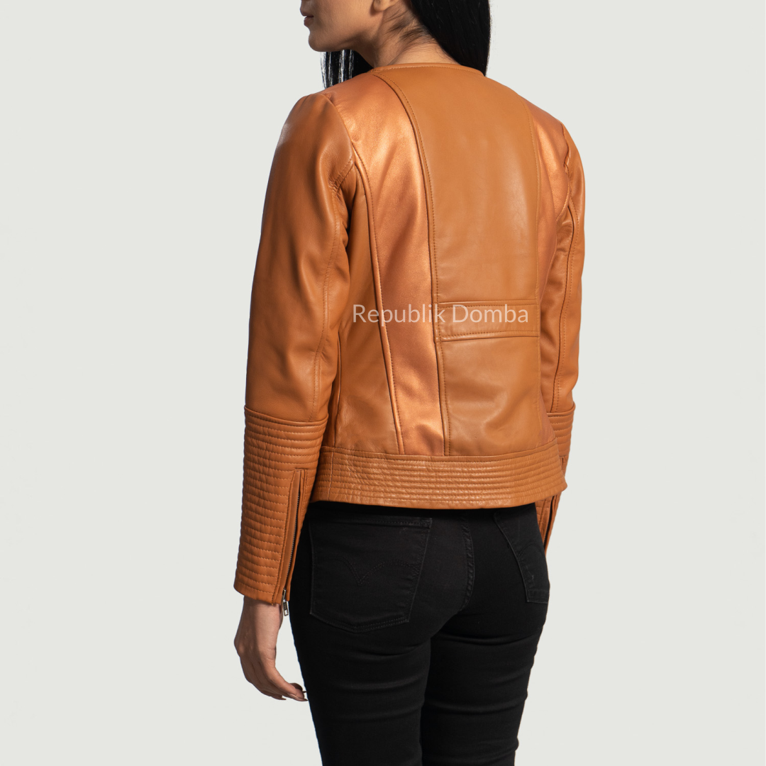 Jaket Kulit Wanita Casual - WC 411 - Detail Hardware dan Jahitan