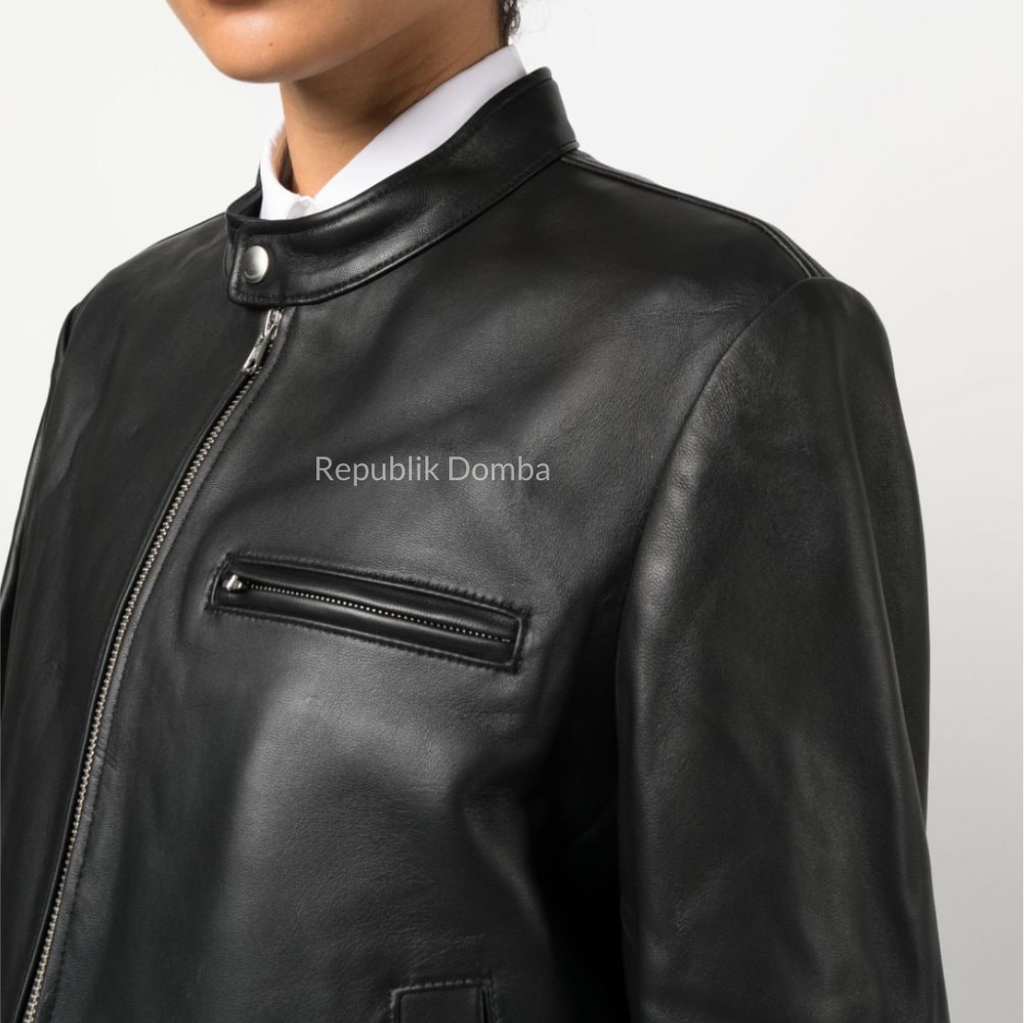 Jaket Kulit Wanita Casual - WC 417 - Detail Bahan Kulit Domba
