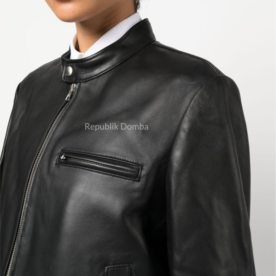 Jaket Kulit Wanita Casual - WC 417 - Detail Bahan Kulit Domba