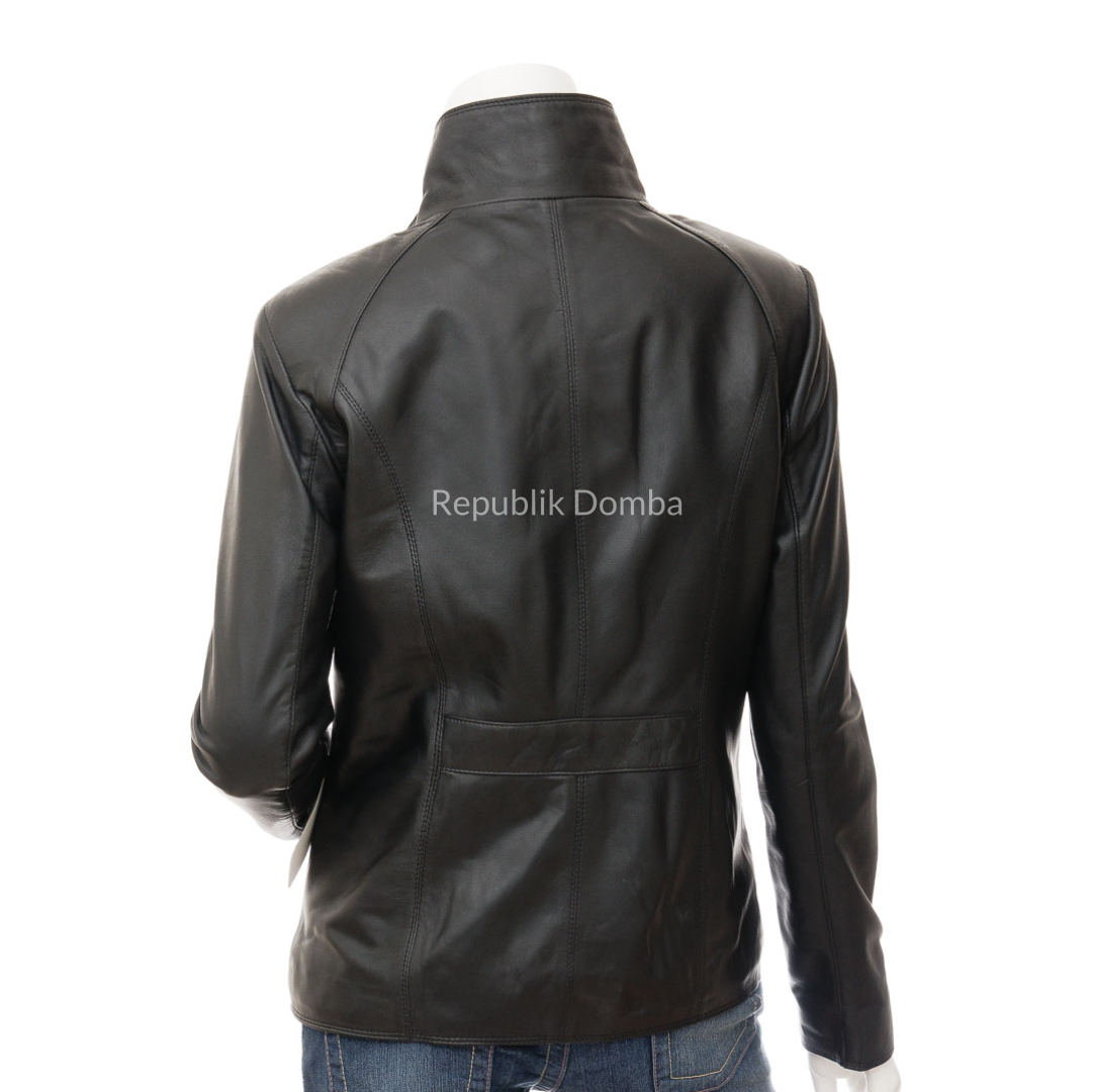 Jaket Kulit Wanita Casual - WC 422 - Detail Bahan Kulit Domba