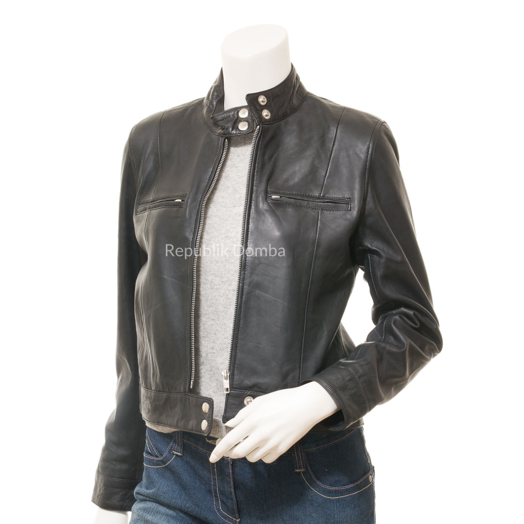 Jaket Kulit Wanita Casual - WC 423 - Detail Bahan Kulit Domba