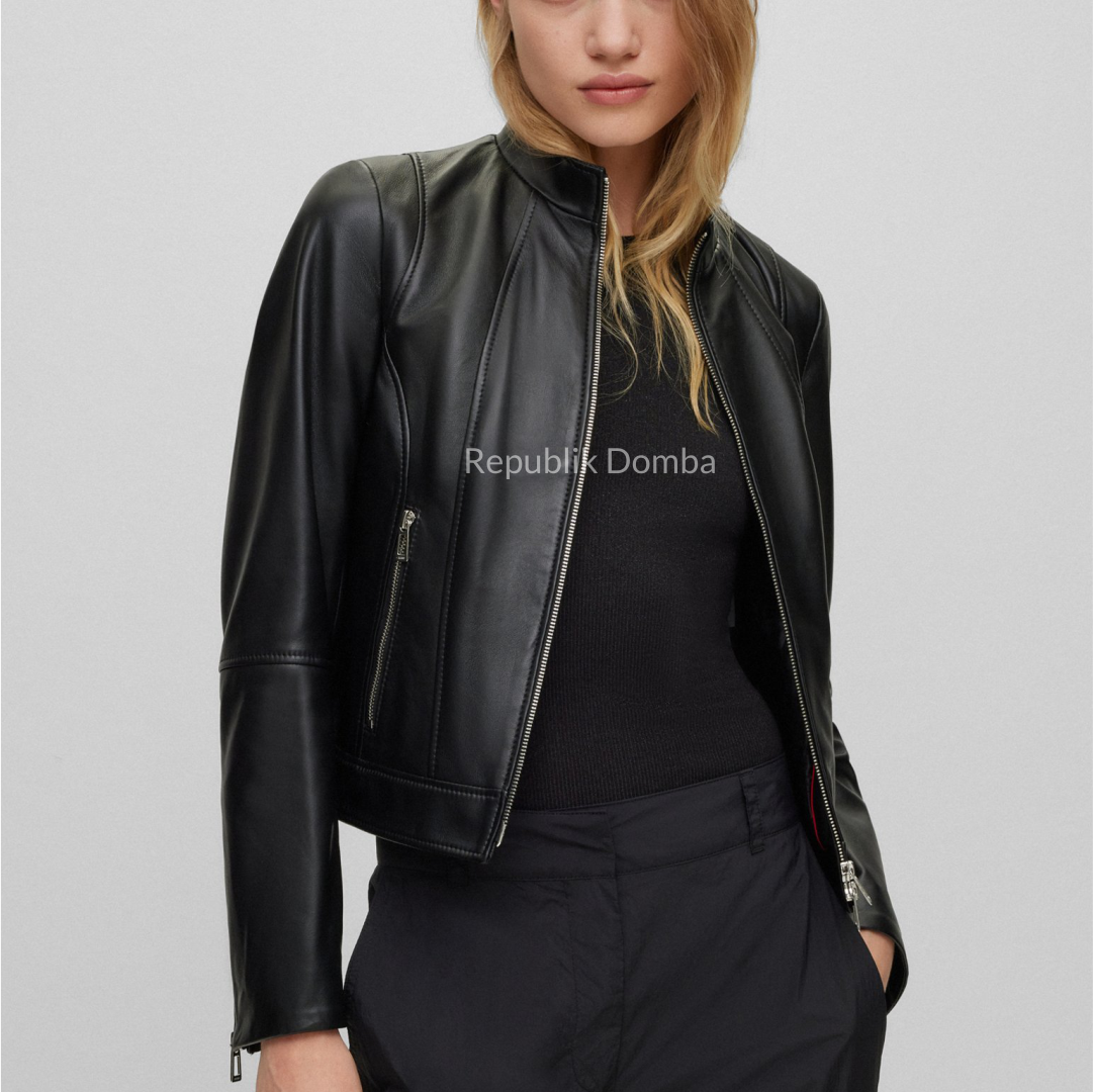 Jaket Kulit Wanita Casual - WC 426 - Detail Bahan Kulit Domba
