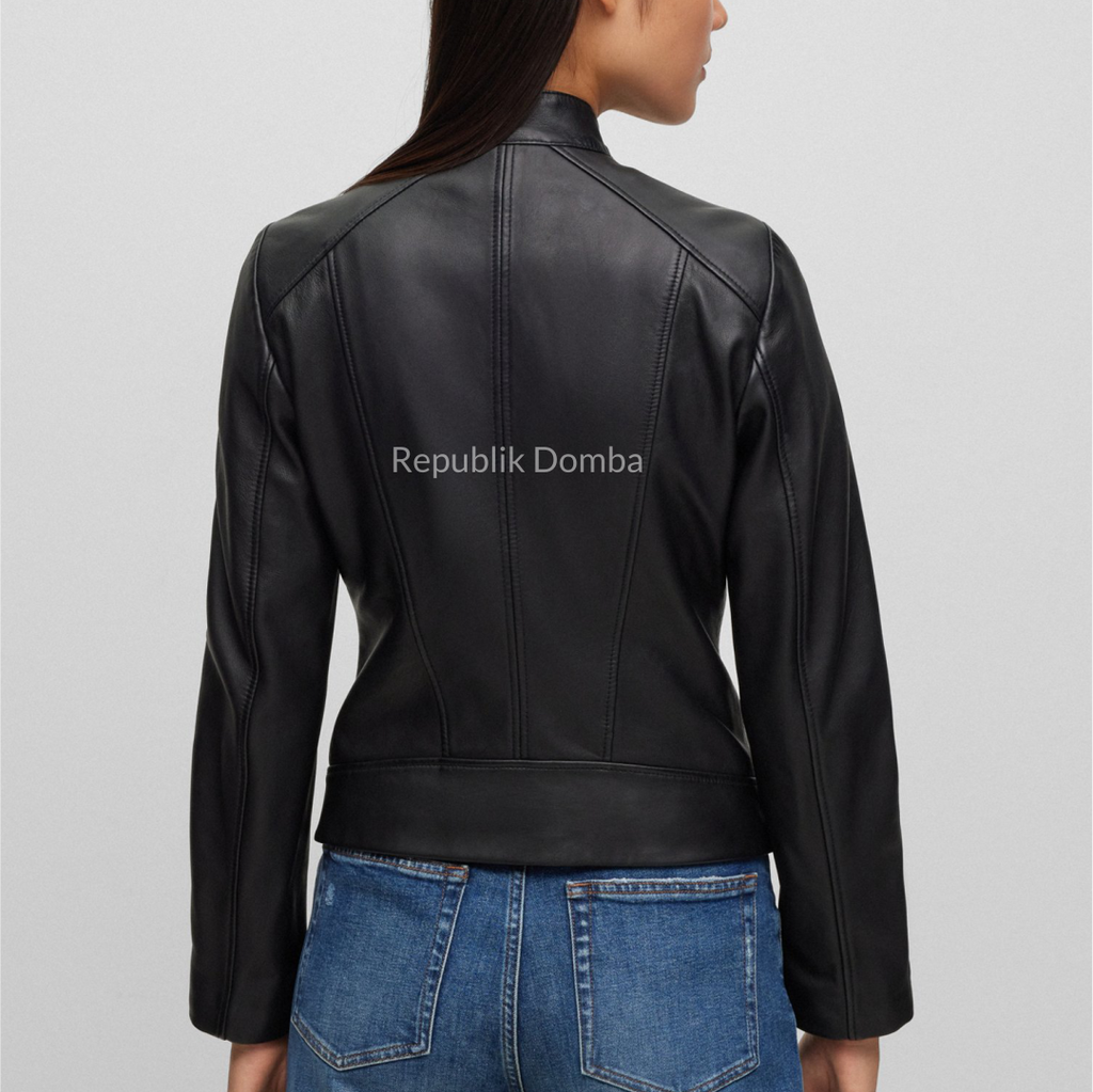 Jaket Kulit Wanita Casual - WC 429 - Detail Hardware dan Jahitan