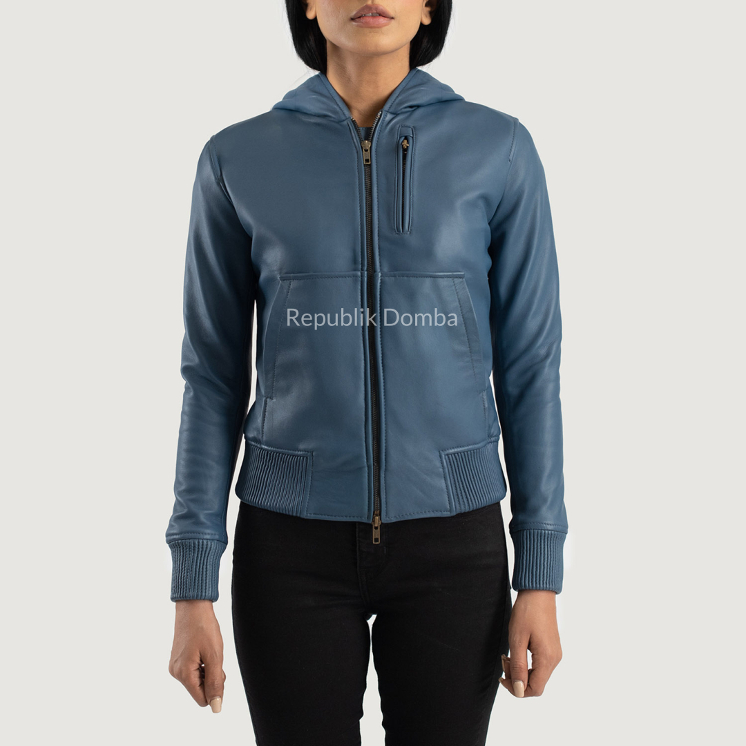 Jaket Kulit Wanita Bomber - WCB 409 - Tampak Depan