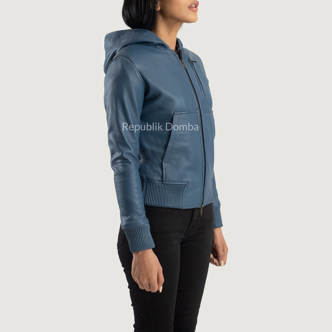 Jaket Kulit Wanita Bomber - WCB 409 - Tampak Samping