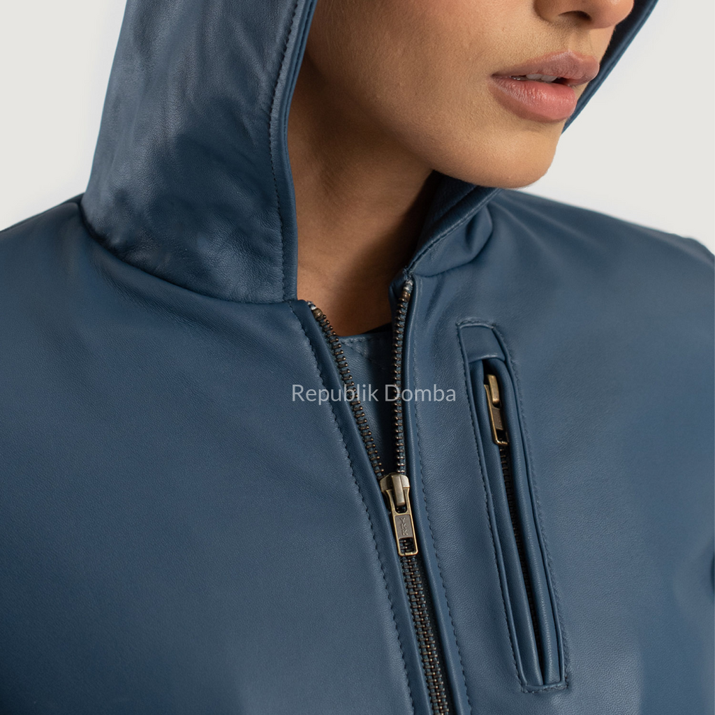 Jaket Kulit Wanita Bomber - WCB 409 - Tampak Belakang