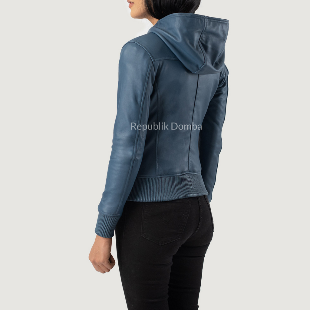 Jaket Kulit Wanita Bomber - WCB 409 - Detail Hardware dan Jahitan