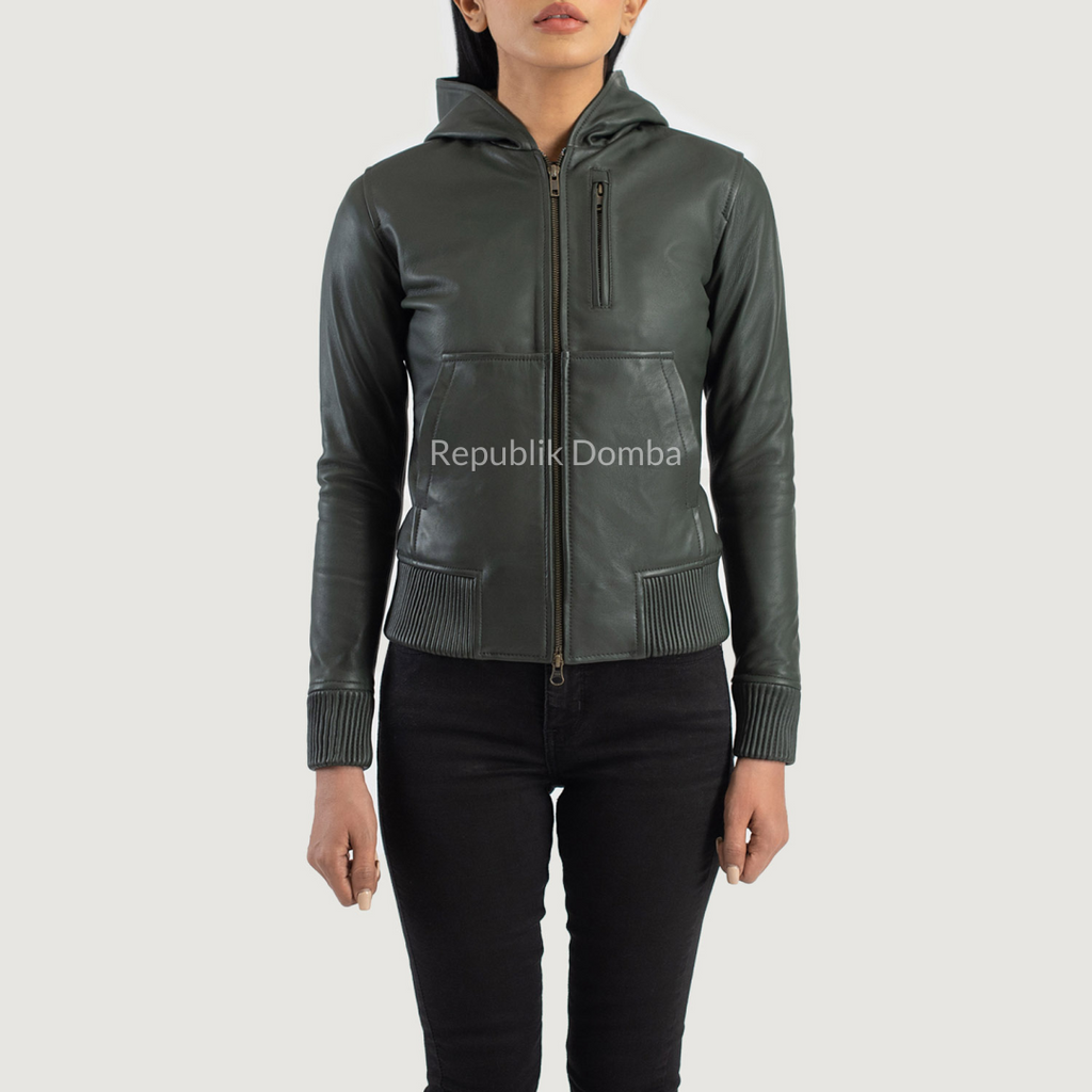 Jaket Kulit Wanita Bomber - WCB 410 - Tampak Depan