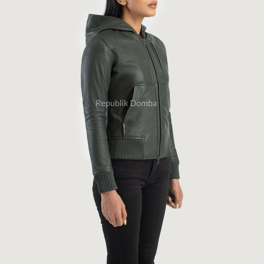 Jaket Kulit Wanita Bomber - WCB 410 - Tampak Samping