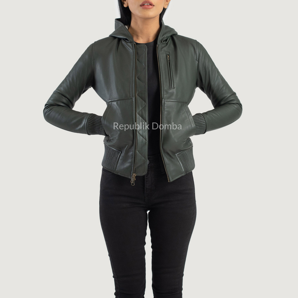 Jaket Kulit Wanita Bomber - WCB 410 - Tampak Belakang