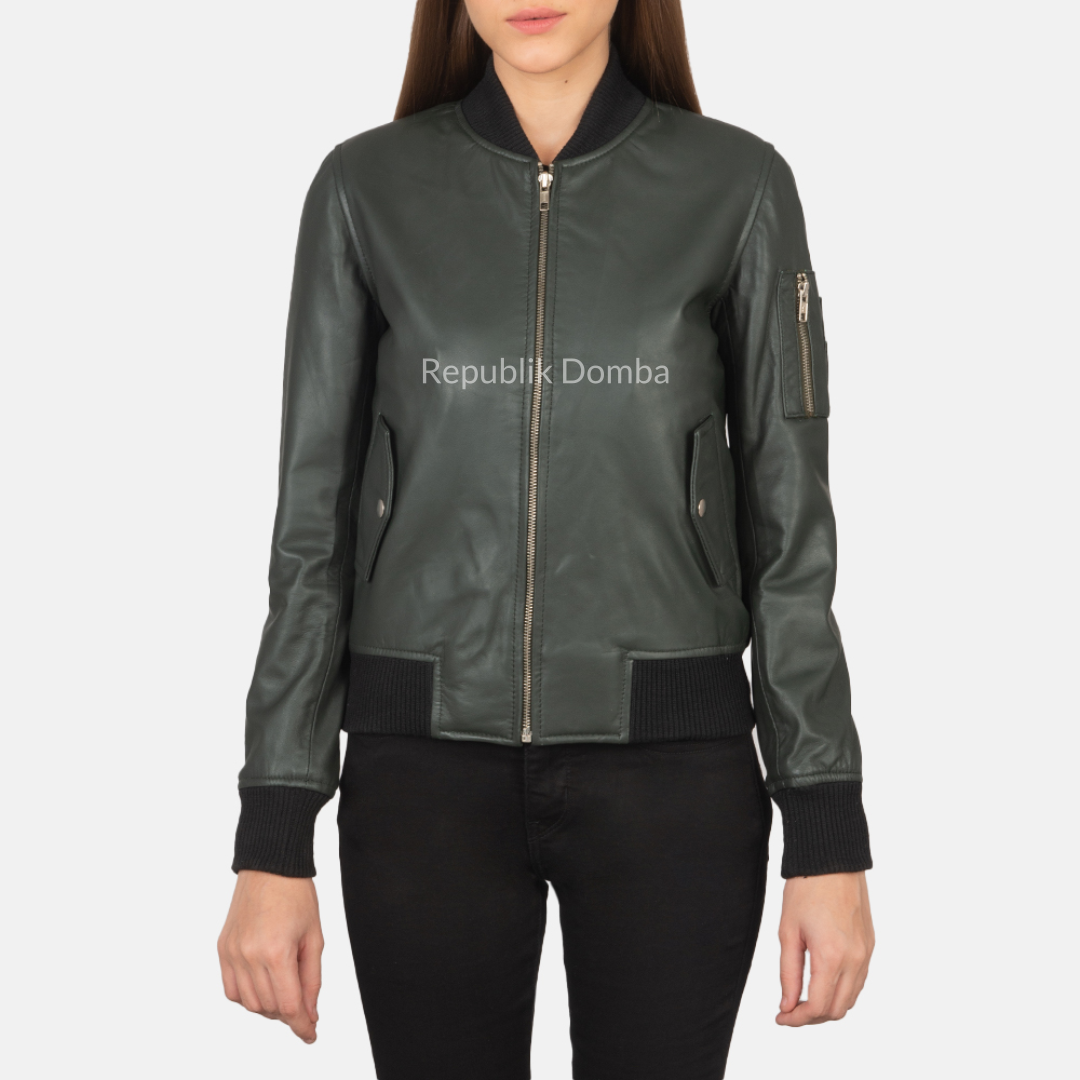 Jaket Kulit Wanita Bomber - WCB 415 - Tampak Depan