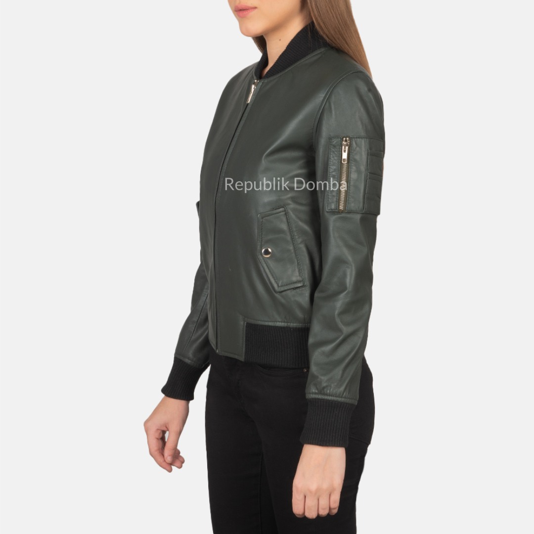 Jaket Kulit Wanita Bomber - WCB 415 - Tampak Samping