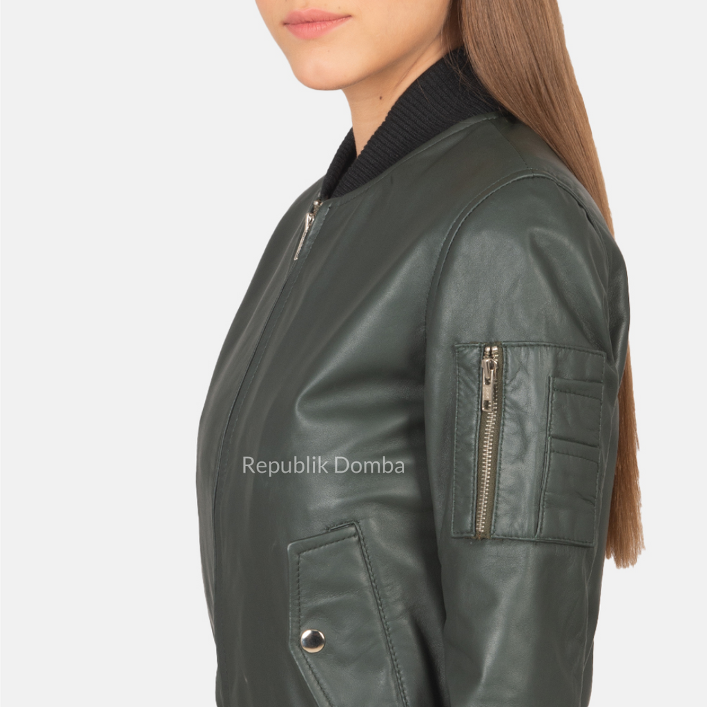 Jaket Kulit Wanita Bomber - WCB 415 - Tampak Belakang