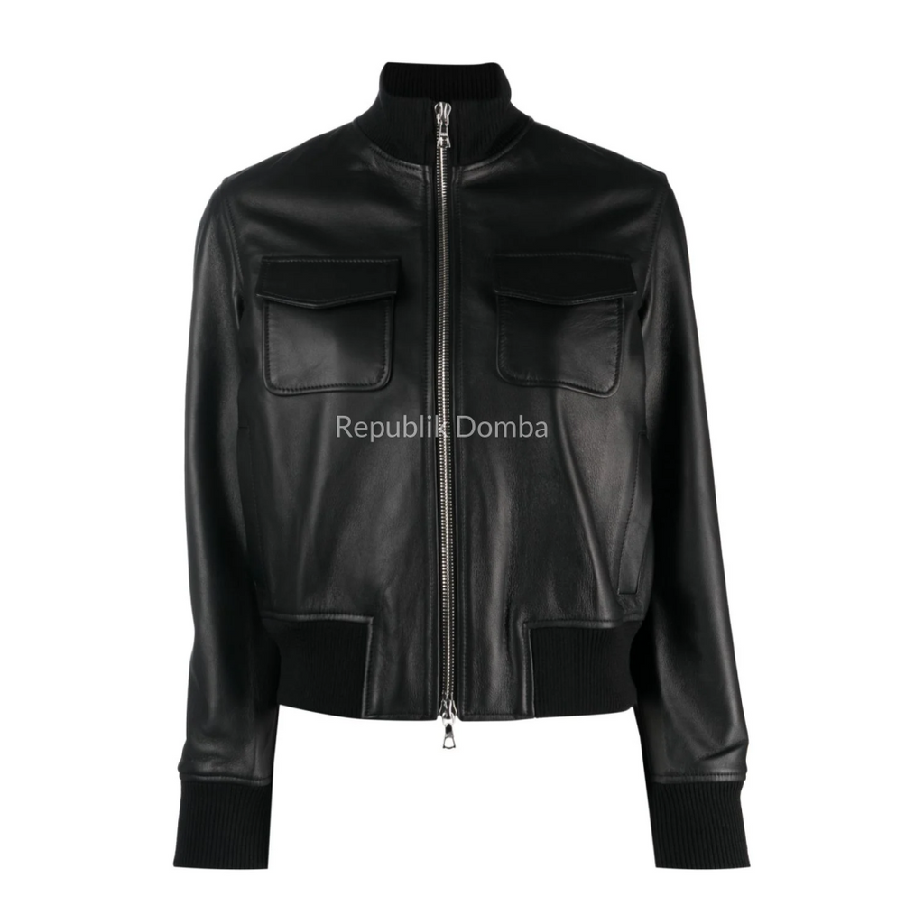 Jaket Kulit Wanita Bomber - WCB 425 - Tampak Depan