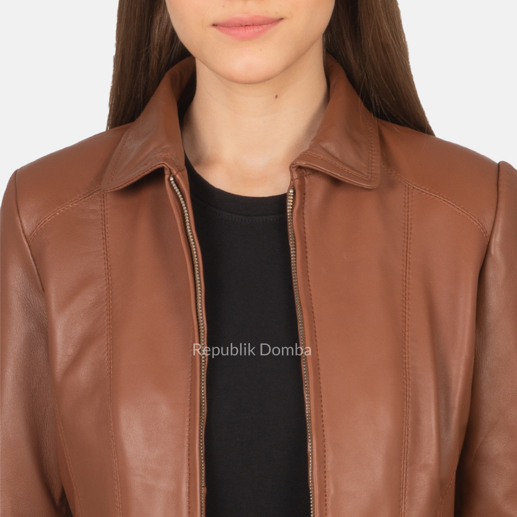 Jaket Kulit Wanita Formal - WF 402 - Detail Bahan Kulit Domba