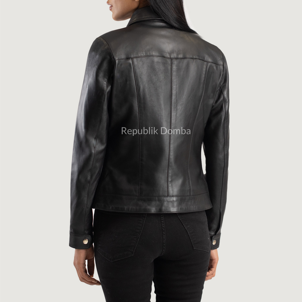 Jaket Kulit Wanita Formal - WF 405 - Detail Hardware dan Jahitan