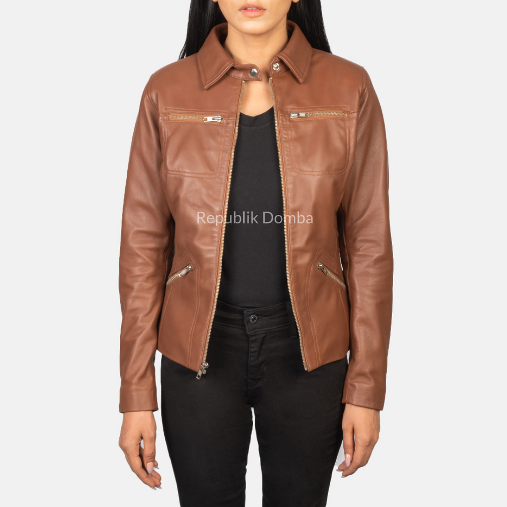 Jaket Kulit Wanita Formal - WF 408 - Detail Bahan Kulit Domba