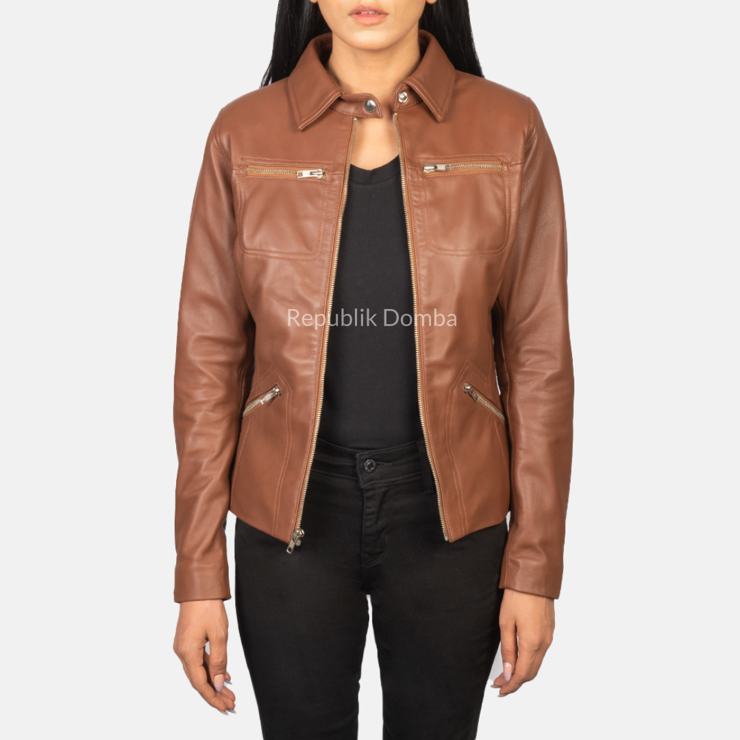 Jaket Kulit Wanita Formal - WF 408 - Detail Bahan Kulit Domba