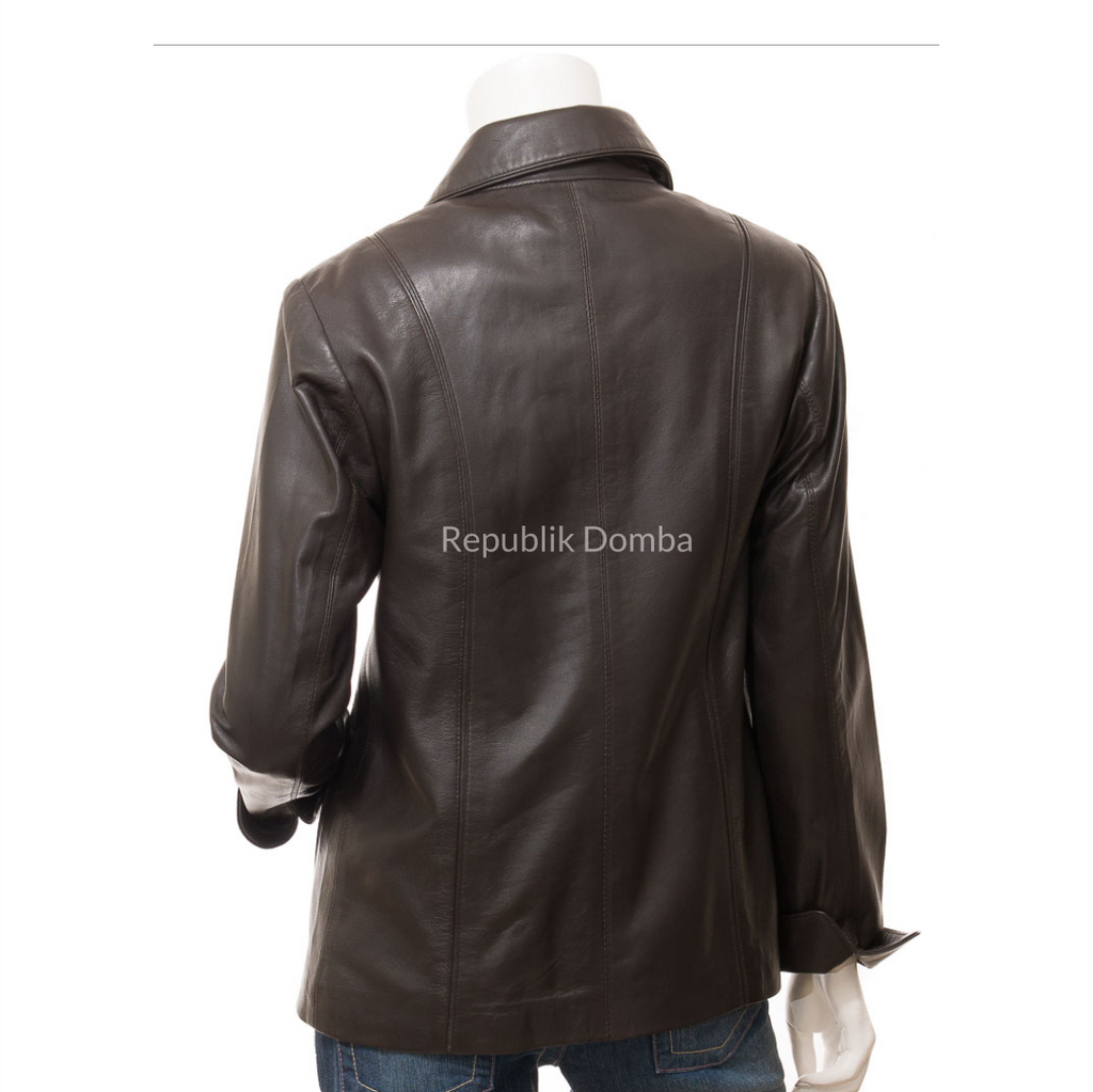 Jaket Kulit Wanita Formal - WF 423 - Detail Bahan Kulit Domba